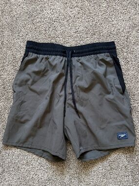 Men’s Speedo Grey And Black Swim Trunks